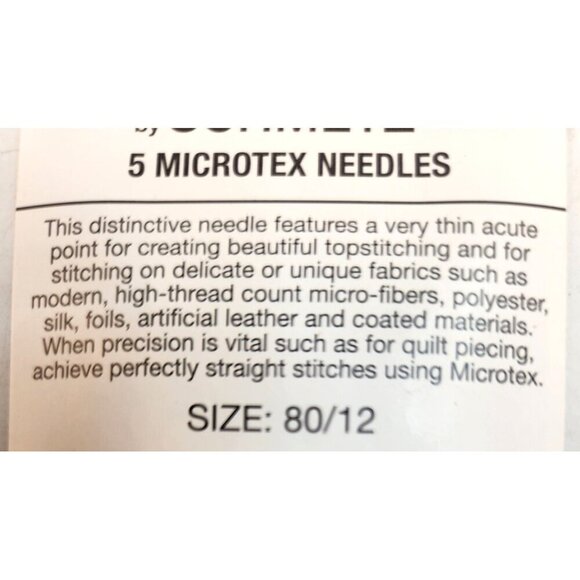 Floriani Chrome By Schmetz 5 Microtex Needles Size 80/12 Sewing & Quilting Suppl - Picture 4 of 5
